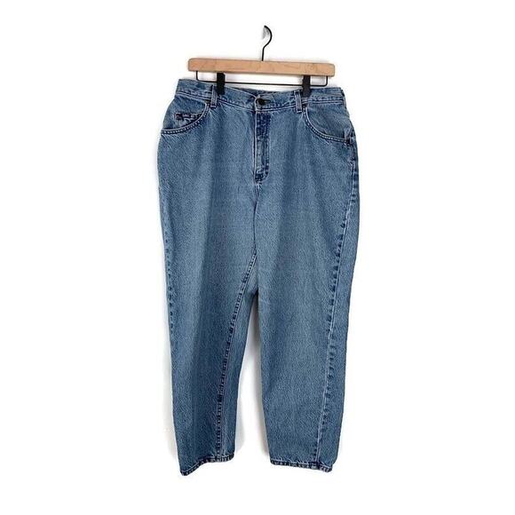 Vintage Lee High-Waisted Mom Jeans 16 Petite Relaxed Fit Tapered Leg Blue Denim - Picture 1 of 4